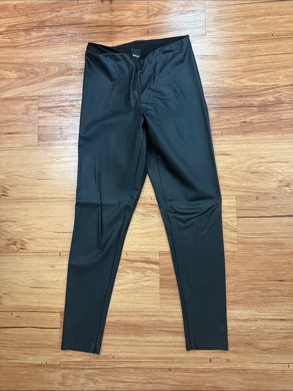 KHY faux, leather leggings, zipper, ankles, as L